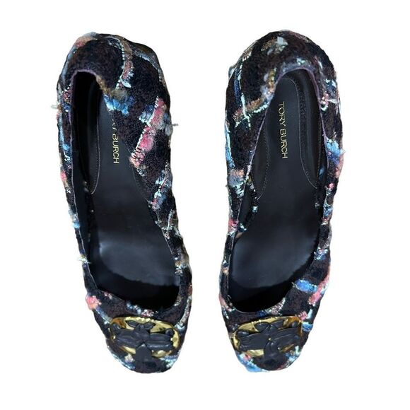 Revolve Tory Burch Wool Blend Mixed Media Tweed Boucle Plaid Pump In Brown/coco - Picture 8 of 10